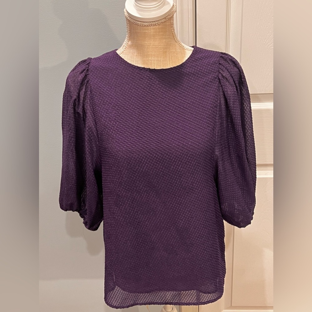 Calvin Klein Drape Balloon Sleeve Blouse
